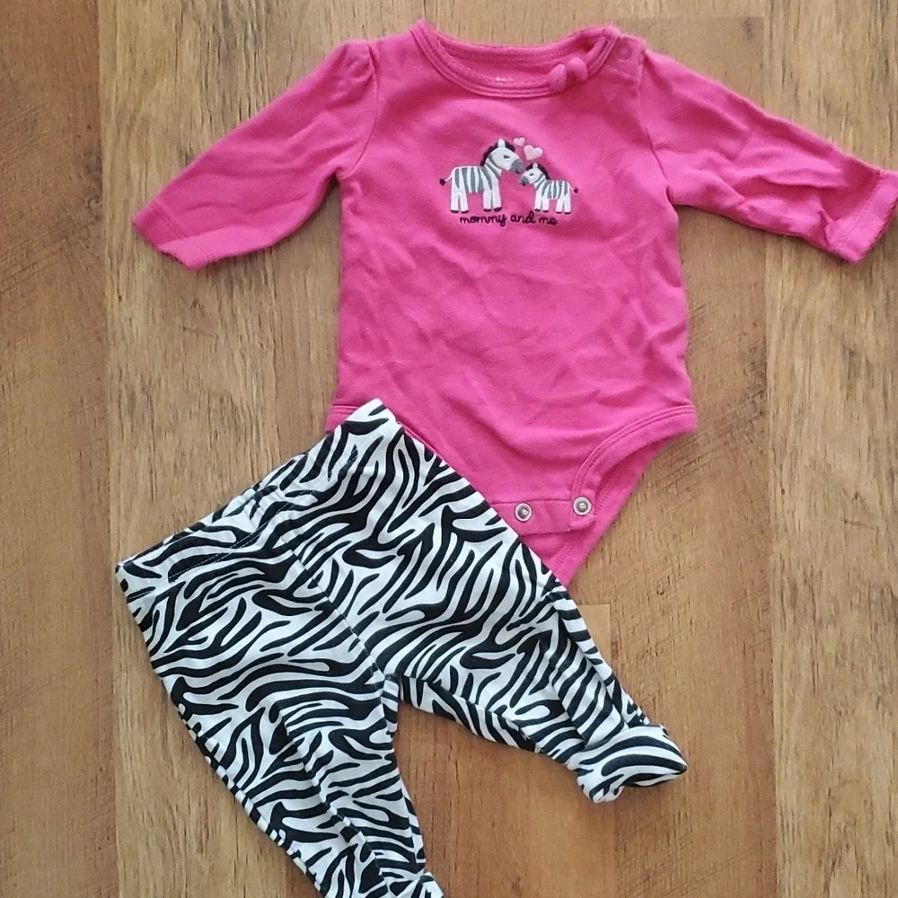Carters Girls Mommy & Me Long Sleeve Shirts and Pants Sets‎ Zebra and Butterfly